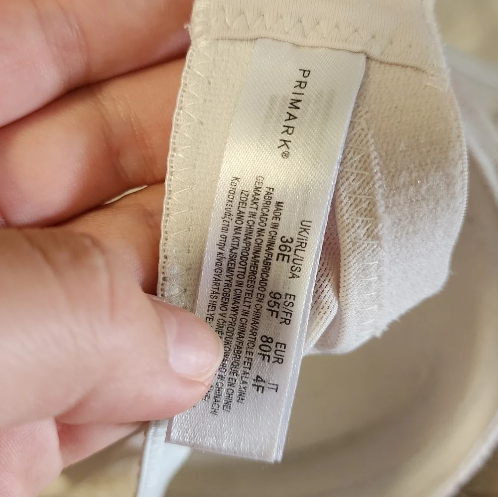Primark White Lace Bra Floral and Panty Set Medium 36E EUC